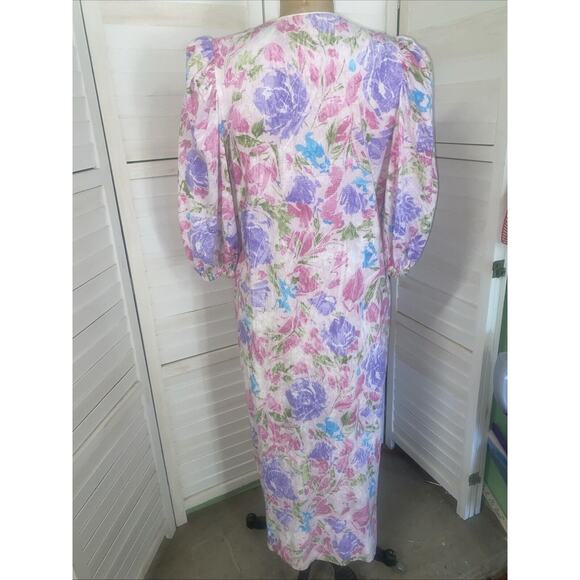 Vintage 70 David Brown California Half Zip House Coat Mumu Dress Sz Small Floral - Picture 7 of 10